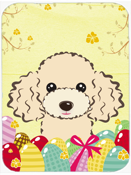 Buff Poodle Easter Egg Hunt Glass Cutting Board- Large