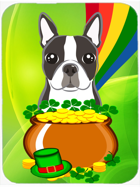 Boston Terrier St. Patricks Day Glass Cutting Board- Large