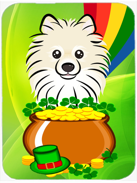 Pomeranian St. Patricks Day Glass Cutting Board- Large