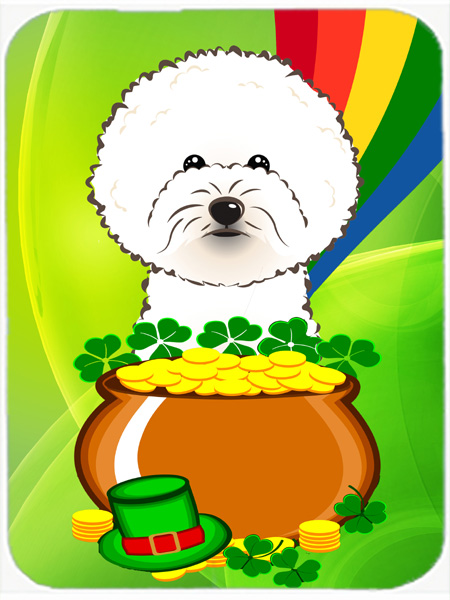 Bichon Frise St. Patricks Day Glass Cutting Board- Large