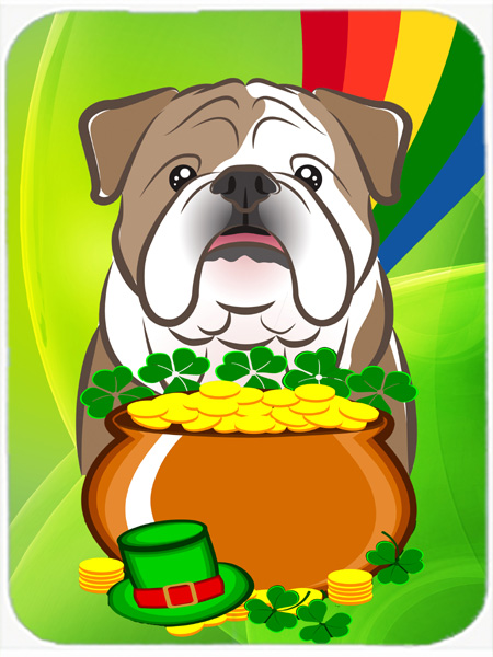 BB1963LCB English Bulldog St. Patricks Day Glass Cutting Board- Large