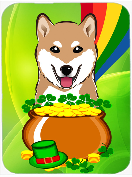 Shiba Inu St. Patricks Day Glass Cutting Board- Large