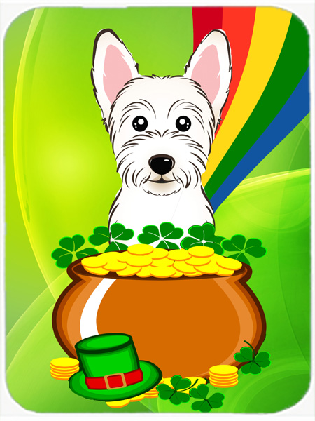 Westie St. Patricks Day Glass Cutting Board- Large