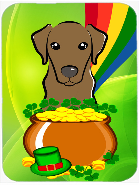 Chocolate Labrador St. Patricks Day Glass Cutting Board- Large