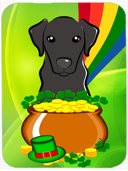 Black Labrador St. Patricks Day Glass Cutting Board- Large