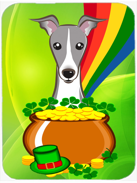 Italian Greyhound St. Patricks Day Glass Cutting Board- - Large
