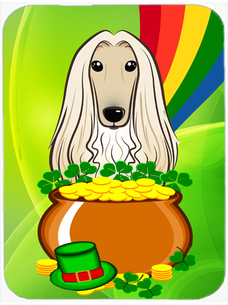 Picture of Carolines Treasures BB1988LCB Afghan Hound St. Patricks Day Glass Cutting Board- Large