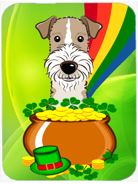 Picture of Carolines Treasures BB1991LCB Wire Haired Fox Terrier St. Patricks Day Glass Cutting Board- Large