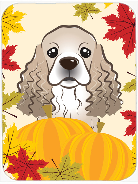 Picture of Carolines Treasures BB2022LCB Cocker Spaniel Thanksgiving Glass Cutting Board- Large