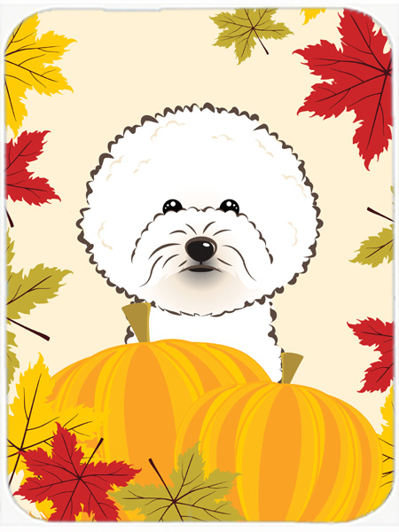 Picture of Carolines Treasures BB2023LCB Bichon Frise Thanksgiving Glass Cutting Board- Large