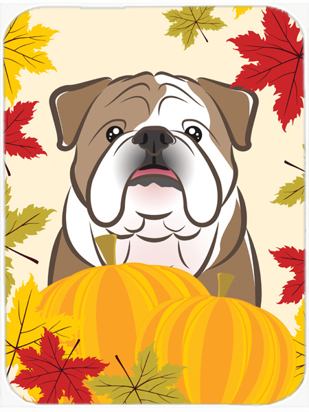 Picture of Carolines Treasures BB2025LCB English Bulldog Thanksgiving Glass Cutting Board- Large