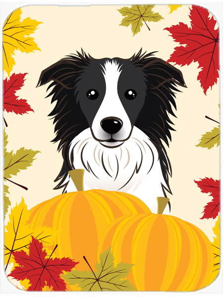 Picture of Carolines Treasures BB2047LCB Border Collie Thanksgiving Glass Cutting Board- Large