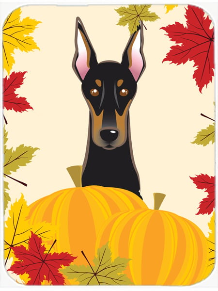 Picture of Carolines Treasures BB2051LCB Doberman Thanksgiving Glass Cutting Board- Large