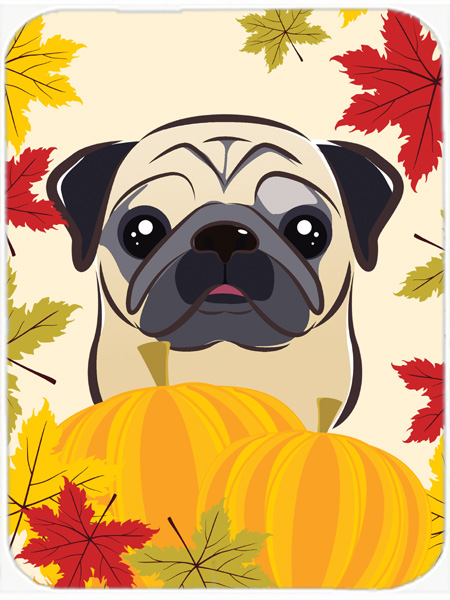 Picture of Carolines Treasures BB2068LCB Fawn Pug Thanksgiving Glass Cutting Board- Large