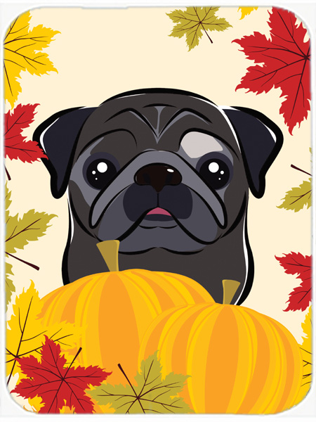 Picture of Carolines Treasures BB2069LCB Black Pug Thanksgiving Glass Cutting Board- Large