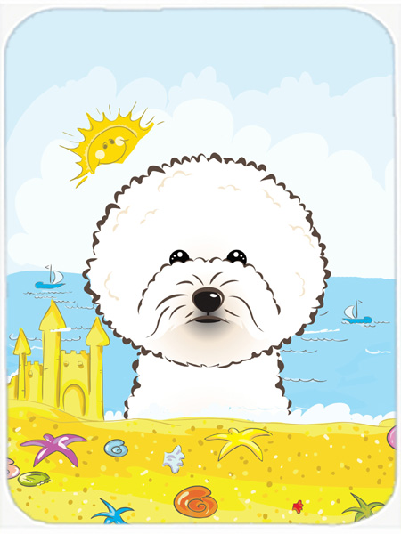 Picture of Carolines Treasures BB2085LCB Bichon Frise Summer Beach Glass Cutting Board- Large