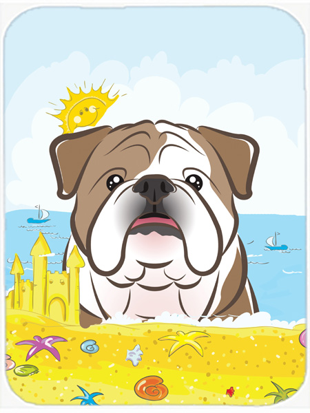 Picture of Carolines Treasures BB2087LCB English Bulldog Summer Beach Glass Cutting Board- Large