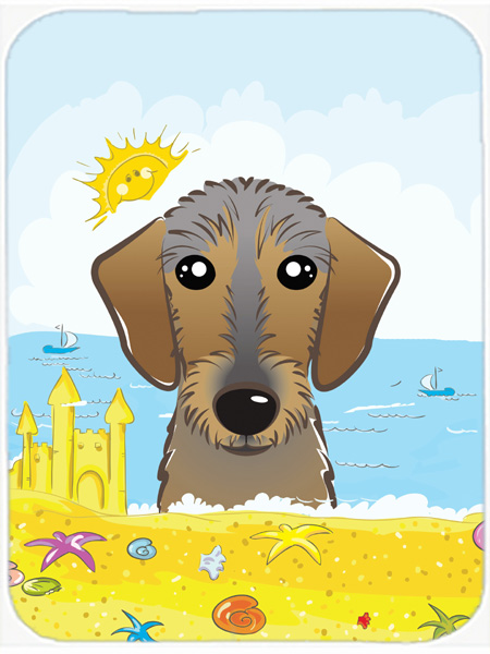 Picture of Carolines Treasures BB2101LCB Wirehaired Dachshund Summer Beach Glass Cutting Board- Large