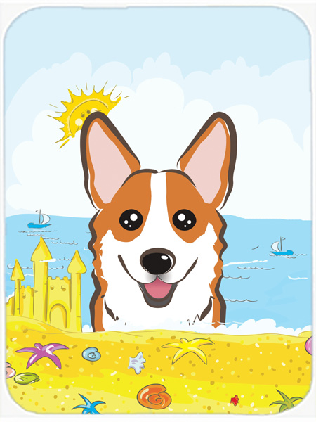 Picture of Carolines Treasures BB2122LCB Red Corgi Summer Beach Glass Cutting Board- Large