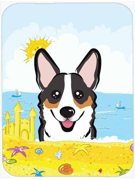 Picture of Carolines Treasures BB2123LCB Tricolor Corgi Summer Beach Glass Cutting Board- Large