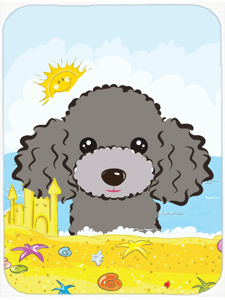 Picture of Carolines Treasures BB2127LCB Silver Gray Poodle Summer Beach Glass Cutting Board- Large
