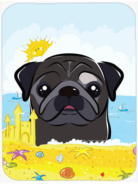 Picture of Carolines Treasures BB2131LCB Black Pug Summer Beach Glass Cutting Board- Large