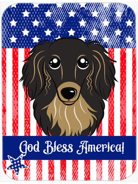 Picture of Carolines Treasures BB2143LCB Longhair Black and Tan Dachshund Glass Cutting Board- Large