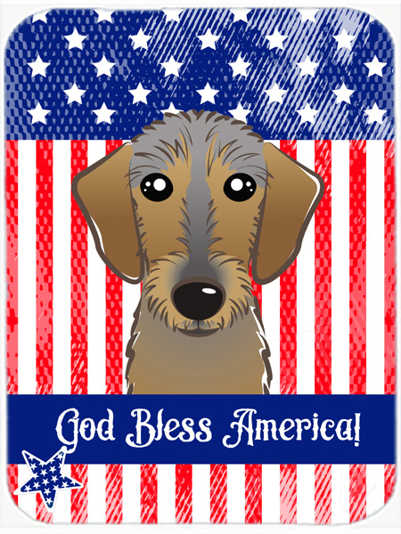 Picture of Carolines Treasures BB2164LCB God Bless American Flag with Chocolate Labrador Glass Cutting Board- Large