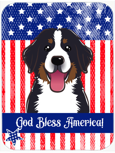 Picture of Carolines Treasures BB2167LCB God Bless American Flag with Bernese Mountain Dog Glass Cutting Board- Large