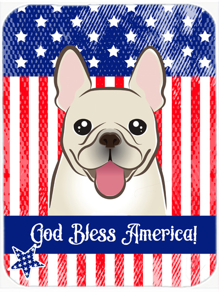 Picture of Carolines Treasures BB2168LCB God Bless American Flag with French Bulldog Glass Cutting Board- Large