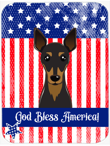 Picture of Carolines Treasures BB2170LCB God Bless American Flag with Min Pin Glass Cutting Board- Large