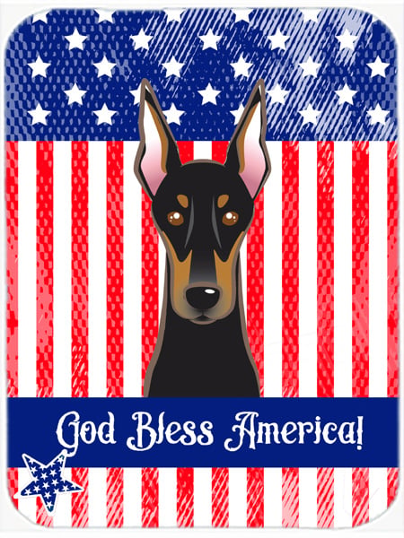 Picture of Carolines Treasures BB2175LCB God Bless American Flag with Doberman Glass Cutting Board- Large