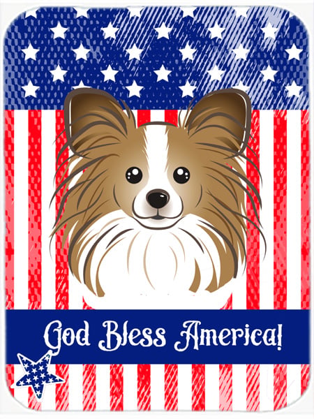 Picture of Carolines Treasures BB2178LCB God Bless American Flag with Papillon Glass Cutting Board- Large