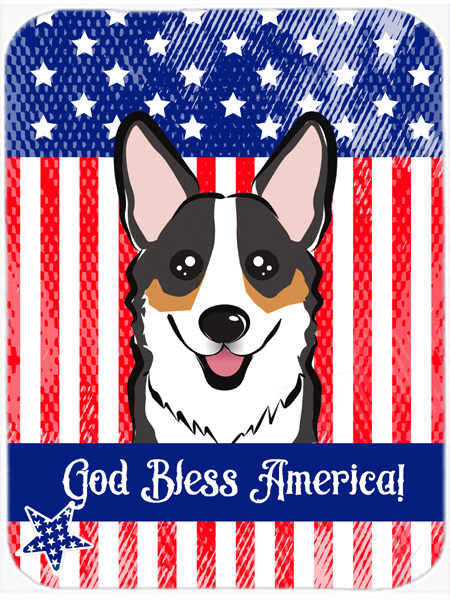 Picture of Carolines Treasures BB2185LCB God Bless American Flag with Tricolor Corgi Glass Cutting Board- Large