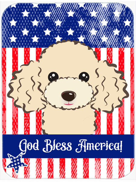 Picture of Carolines Treasures BB2188LCB God Bless American Flag with Buff Poodle Glass Cutting Board- Large