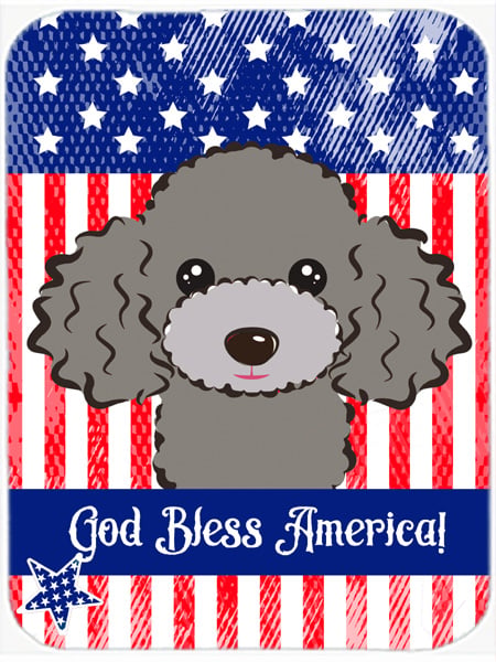 Picture of Carolines Treasures BB2189LCB God Bless American Flag with Silver Gray Poodle Glass Cutting Board- Large