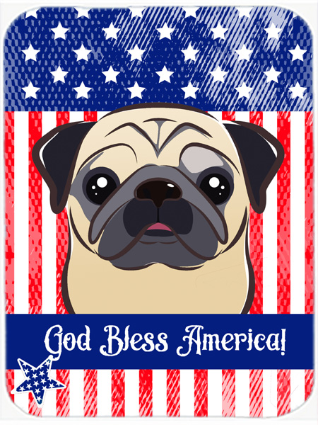 Picture of Carolines Treasures BB2192LCB God Bless American Flag with Fawn Pug Glass Cutting Board- Large