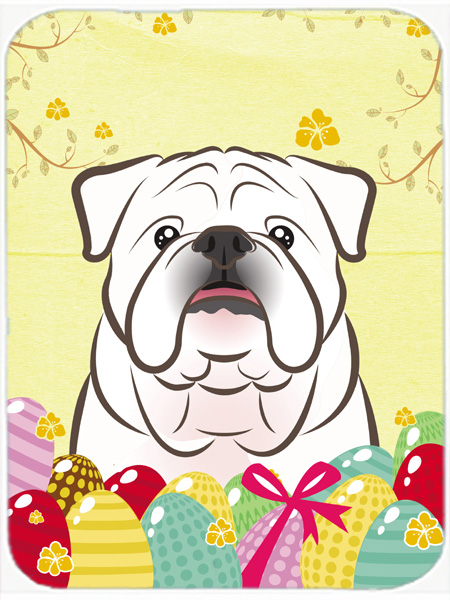 White English Bulldog Easter Egg Hunt Mouse Pad, Hot Pad or Trivet