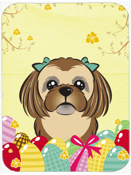 Chocolate Brown Shih Tzu Easter Egg Hunt Mouse Pad, Hot Pad or Trivet
