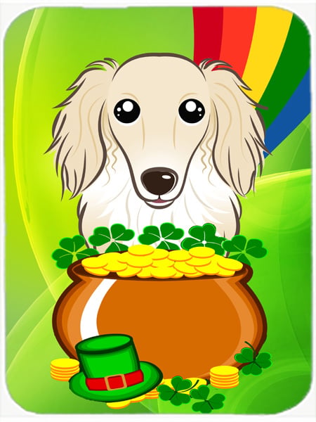 Longhair Creme Dachshund St. Patricks Day Mouse Pad, Hot Pad or Trivet