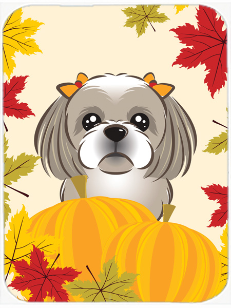 Gray Silver Shih Tzu Thanksgiving Mouse Pad, Hot Pad or Trivet