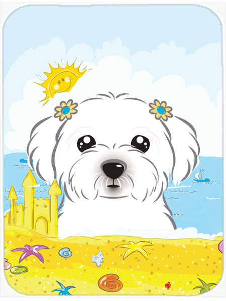 Maltese Summer Beach Mouse Pad, Hot Pad or Trivet