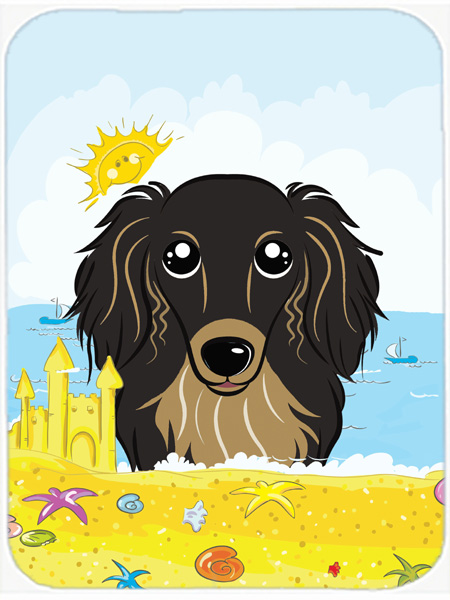 Longhair Black & Tan Dachshund Summer Beach Mouse Pad, Hot Pad or Trivet