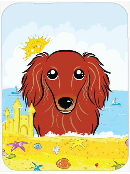 Longhair Red Dachshund Summer Beach Mouse Pad, Hot Pad or Trivet