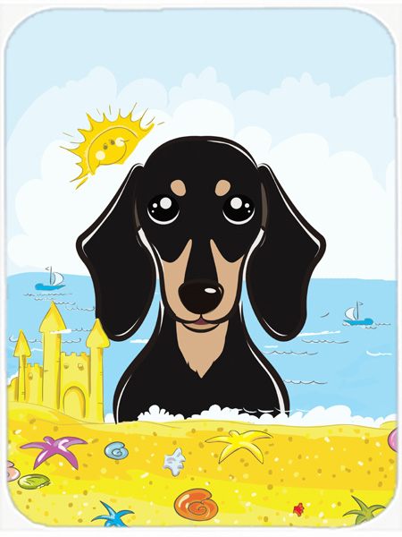 Smooth Black & Tan Dachshund Summer Beach Mouse Pad, Hot Pad or Trivet
