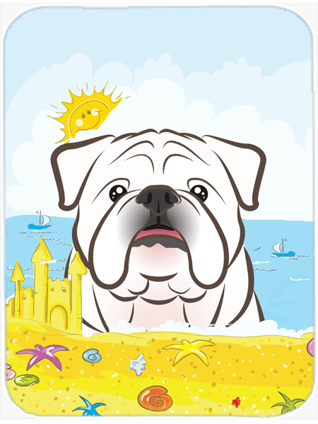 White English Bulldog Summer Beach Mouse Pad, Hot Pad or Trivet