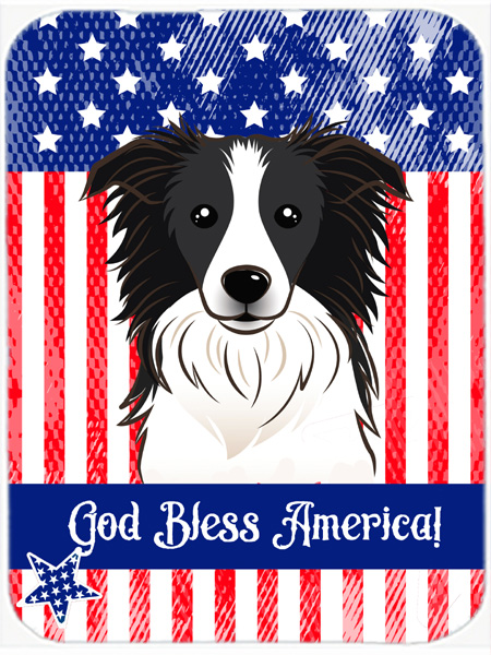 BB2171MP God Bless American Flag with Border Collie Mouse Pad- Hot Pad or Trivet