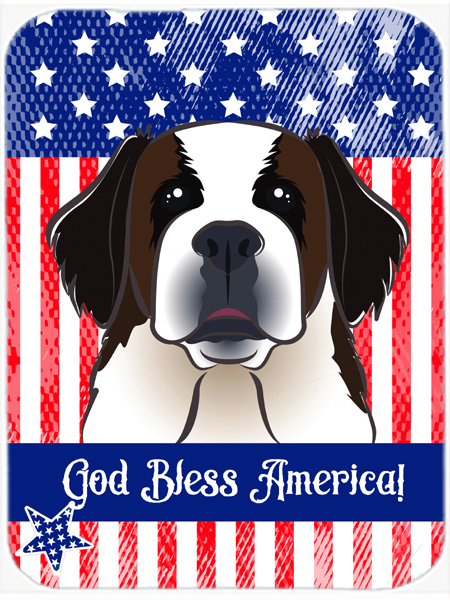 BB2176MP God Bless American Flag with Saint Bernard Mouse Pad- Hot Pad or Trivet