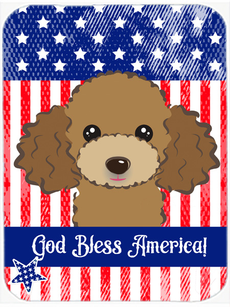 BB2186MP God Bless American Flag with Chocolate Brown Poodle Mouse Pad- Hot Pad or Trivet