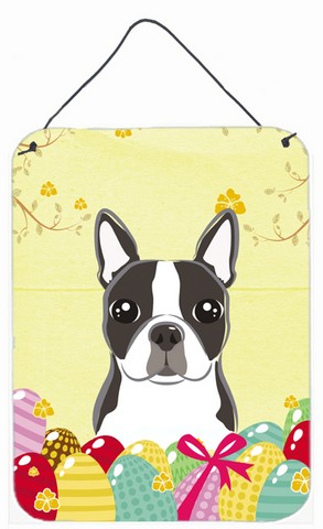 BB1885DS1216 Boston Terrier Easter Egg Hunt Wall or Door Hanging Prints